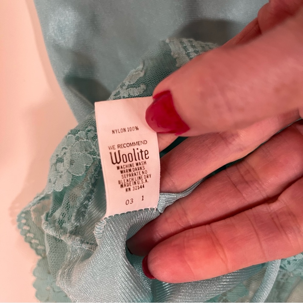 Vintage 40 50 Formfit Retro Blue Satin Lace Teddy Lingerie Romper fairycore Slip - Picture 17 of 17